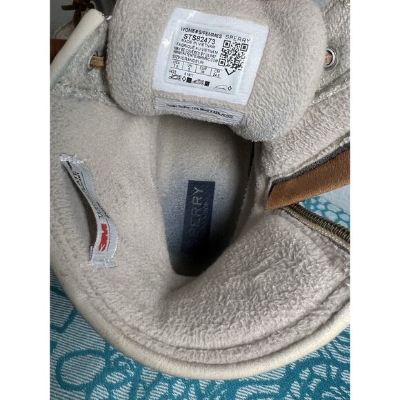 Women's Sperry SALTWATER Emboss WOOL Duck Boots Off White Size 7.5 Sts82473 - Picture 11 of 12